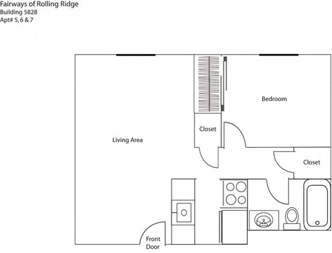Floor plan for 1 bed, 1 bath, 700 sqft